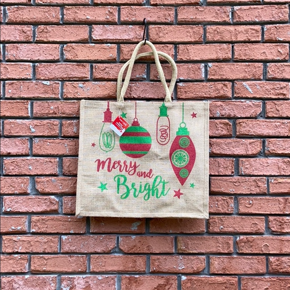 NWT Tag Holiday Burlap Bag